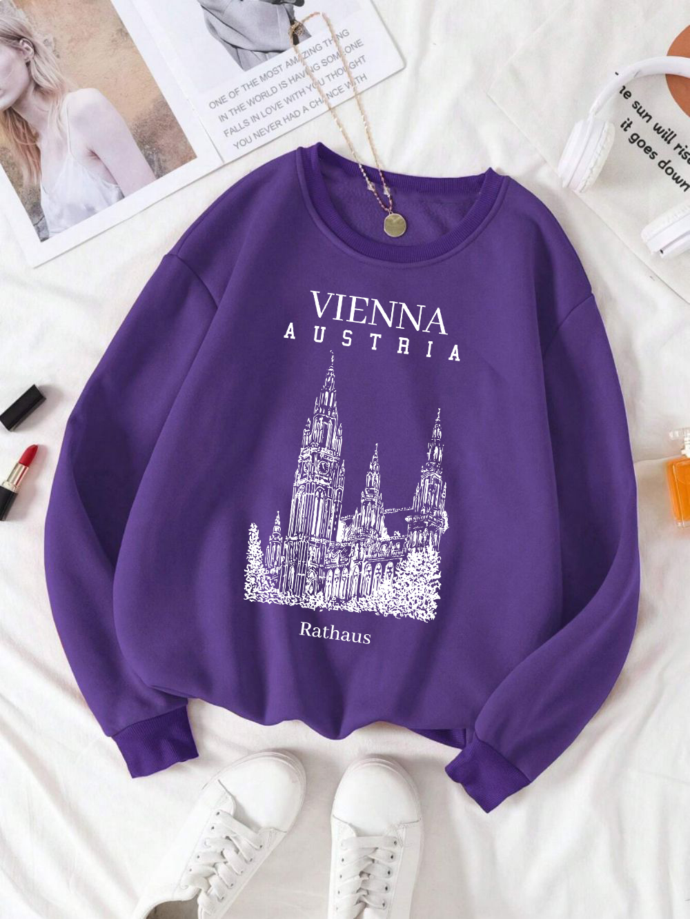 Winter Clothing Vienna - Vienna Austria Rathaus Print Women Sweatshirt