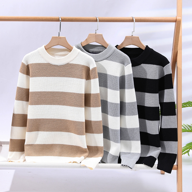 Winter Clothing Patterns - Men Striped Pattern Casual Knit Pullovers