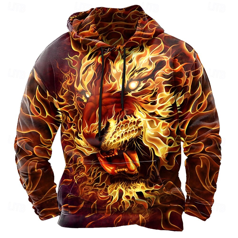 Winter Clothing Patterns - Flame Rosefinch Pattern Men's Hoodies Autumn