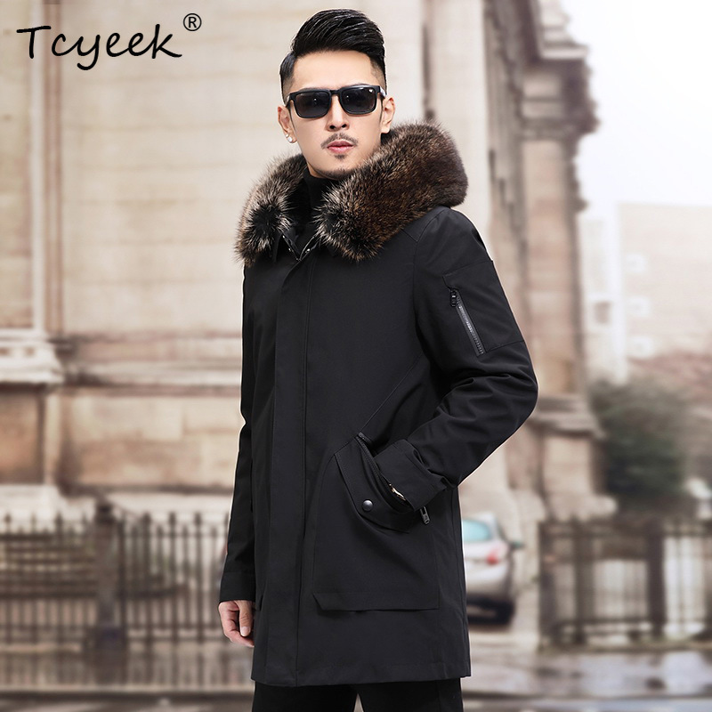 Warm Winter Clothing - Tcyeek Sliver Fox Fur Collar Winter