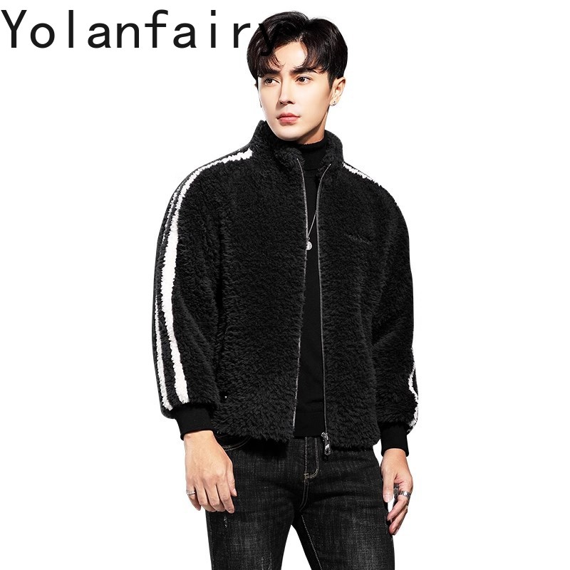 Quality Winter Clothing Jacket - YOLANFAIRY 100% Wool Mens Real Fur