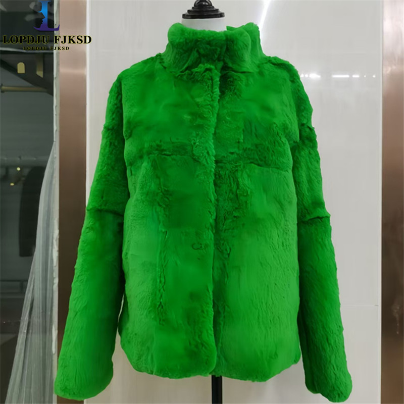 Quality Winter Clothing Jacket - Real Rabbit Fur Coat for Women,Stand