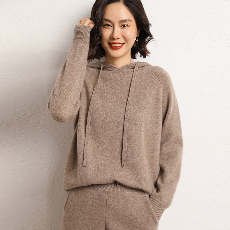 Winter Clothing Matching - 100% cashmere women's matching set hooded