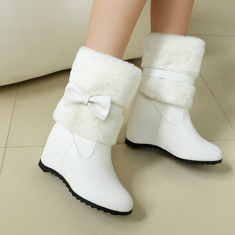 Women Black White Winter Snow  - Snow Boot Fur Lined 评论和价格