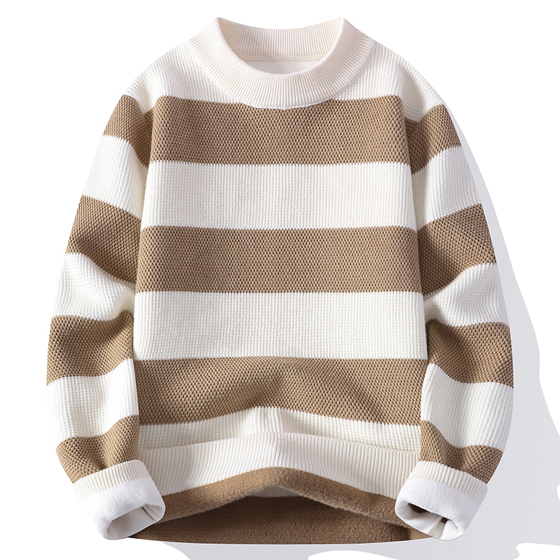 Men Striped Pattern Casual Kni - Winter Clothing Patterns 评论和价格