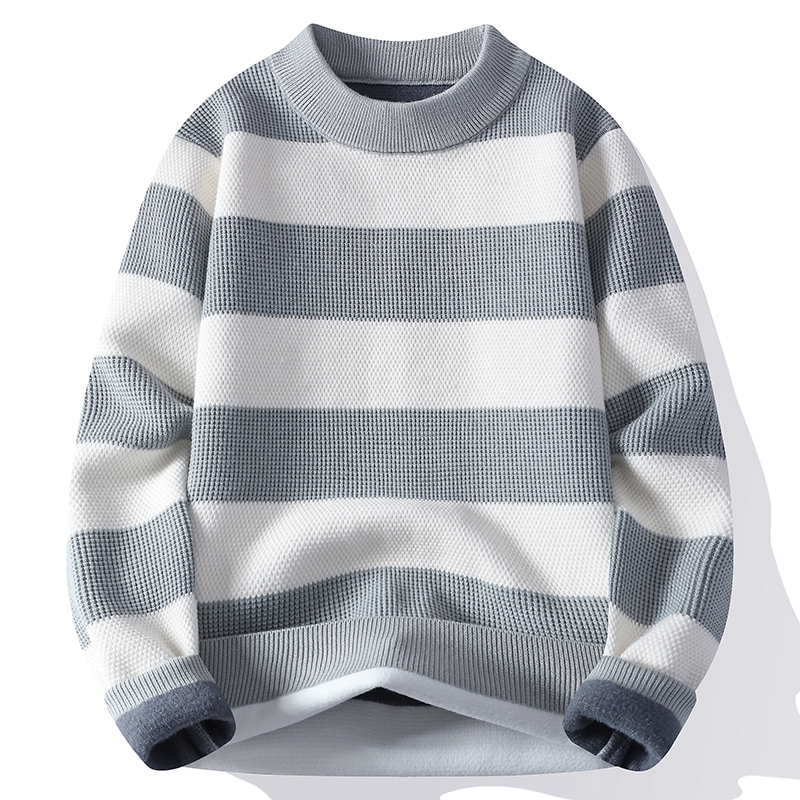 Men Striped Pattern Casual Kni - Winter Clothing Patterns 评论和价格