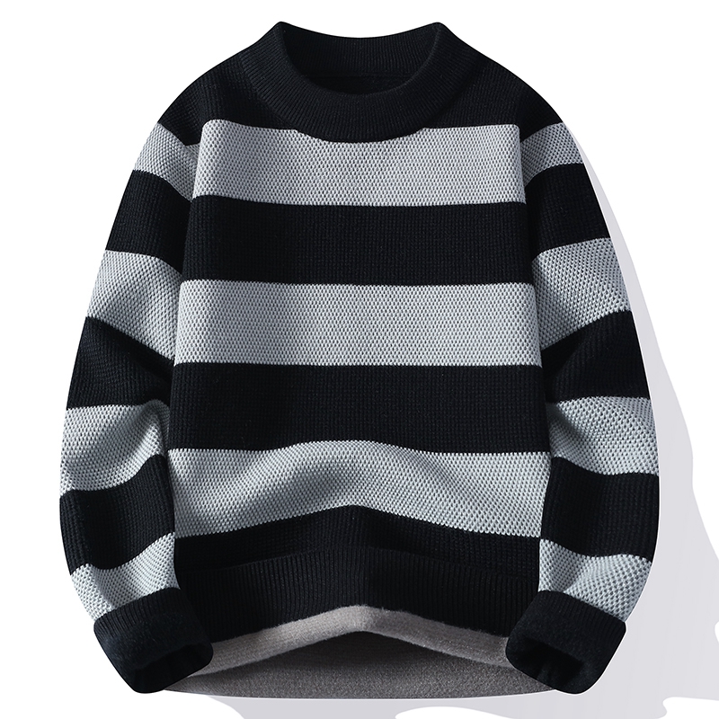 Men Striped Pattern Casual Kni - Winter Clothing Patterns 评论和价格