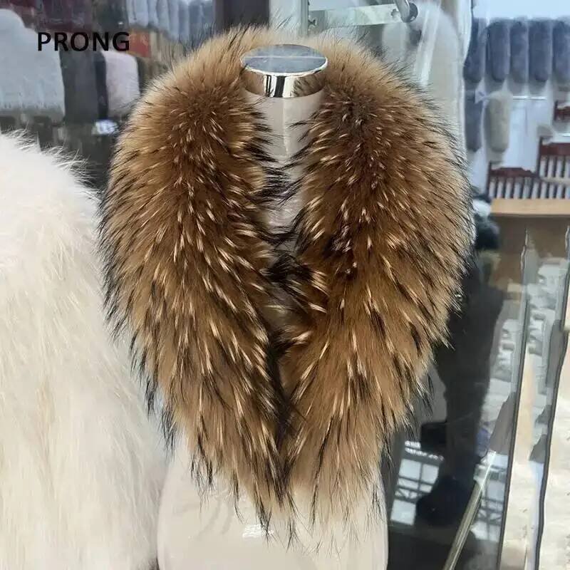 Natural Raccoon Fur Collar Rea - Winter Clothing Matching 评论和价格