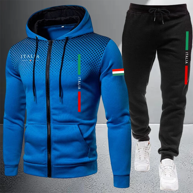 Men's Tracksuit Casual Zip Hoo - Winter Clothing Matching 评论和价格