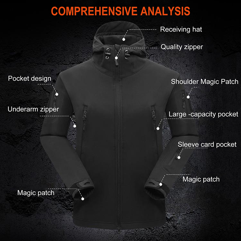 Outdoor Men Loose Tactical Hoo - Windproof Jacket Softshell 评论和价格