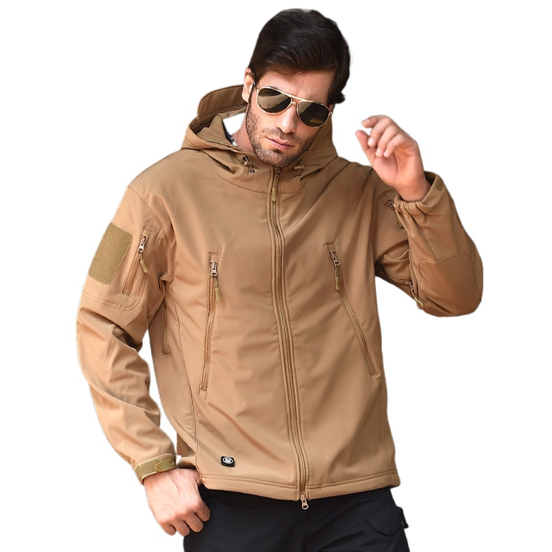 Outdoor Men Loose Tactical Hoo - Windproof Jacket Softshell 评论和价格