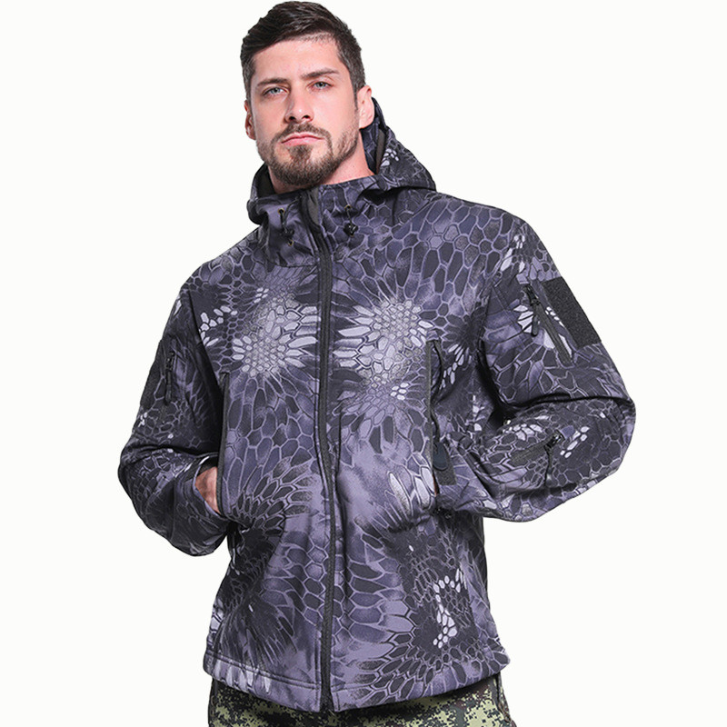 Outdoor Men Loose Tactical Hoo - Windproof Jacket Softshell 评论和价格