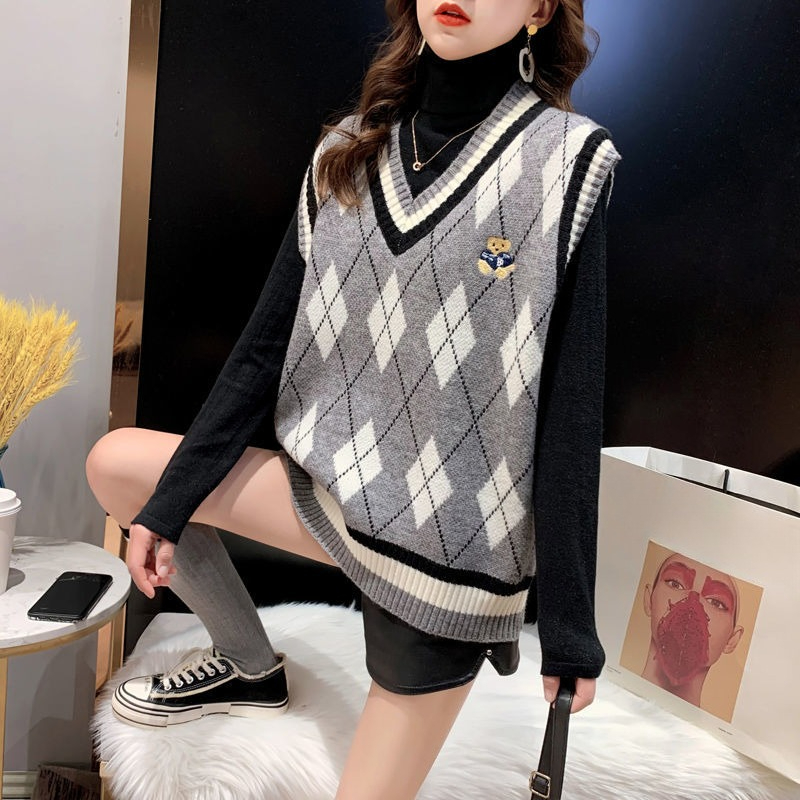 Red Knit Vests for Women Sleev - Winter Clothing Aesthetic 评论和价格