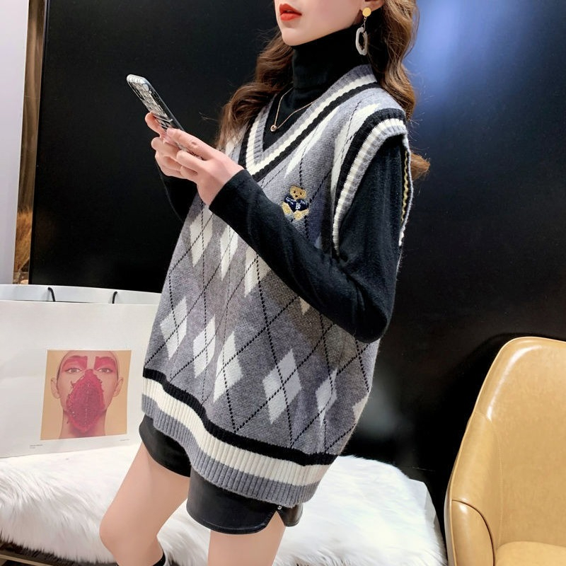 Red Knit Vests for Women Sleev - Winter Clothing Aesthetic 评论和价格
