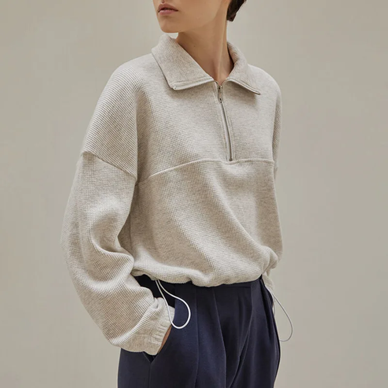 Cotton Waffle Zip Up Hoodies K - Winter Clothing Aesthetic 评论和价格