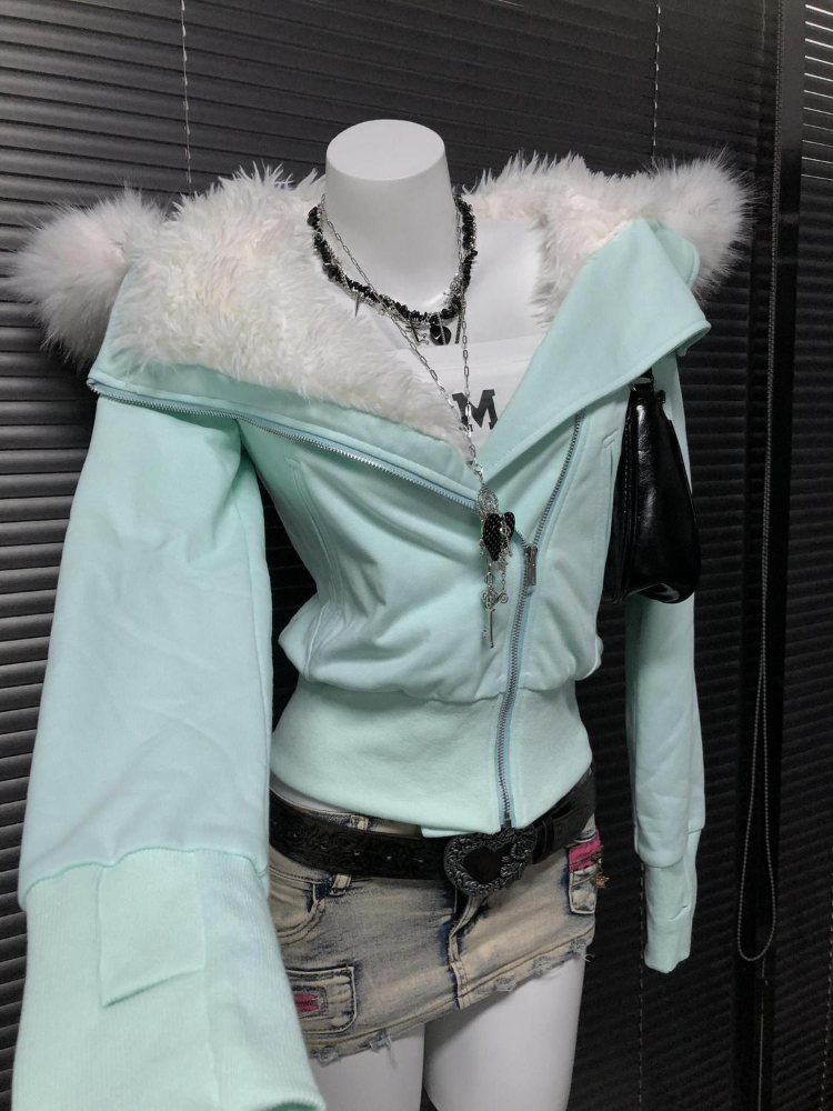 Aesthetic Vintage Slim Hooded  - Winter Clothing Aesthetic 评论和价格
