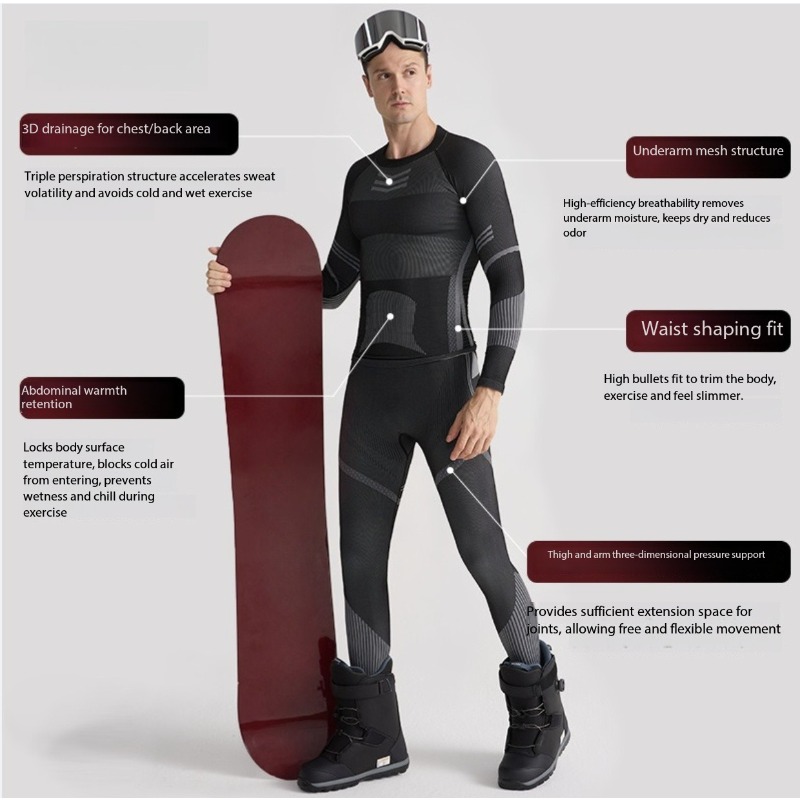 Ski Base Layer Set Men Women T - Thermal Base Layer 评论和价格
