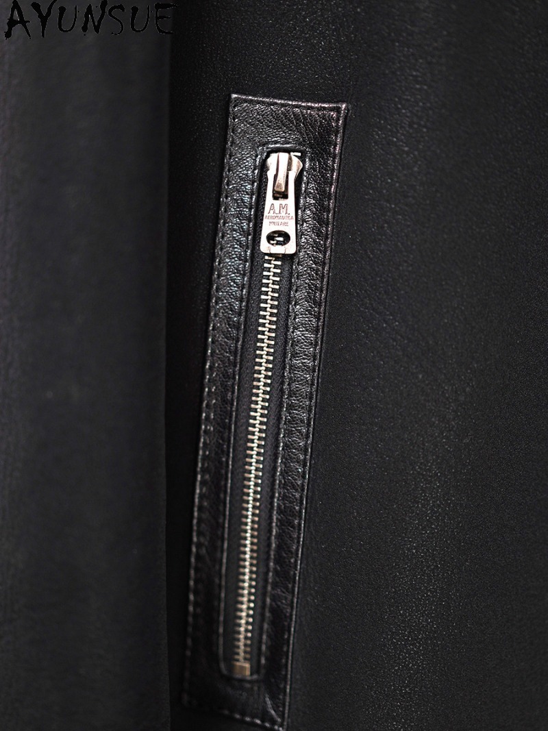 AYUNSUE Black Real Fur Coat Me - Warm Winter Clothing 评论和价格